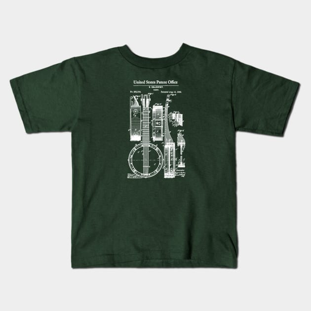 Banjo Patent 1882 Kids T-Shirt by Joodls